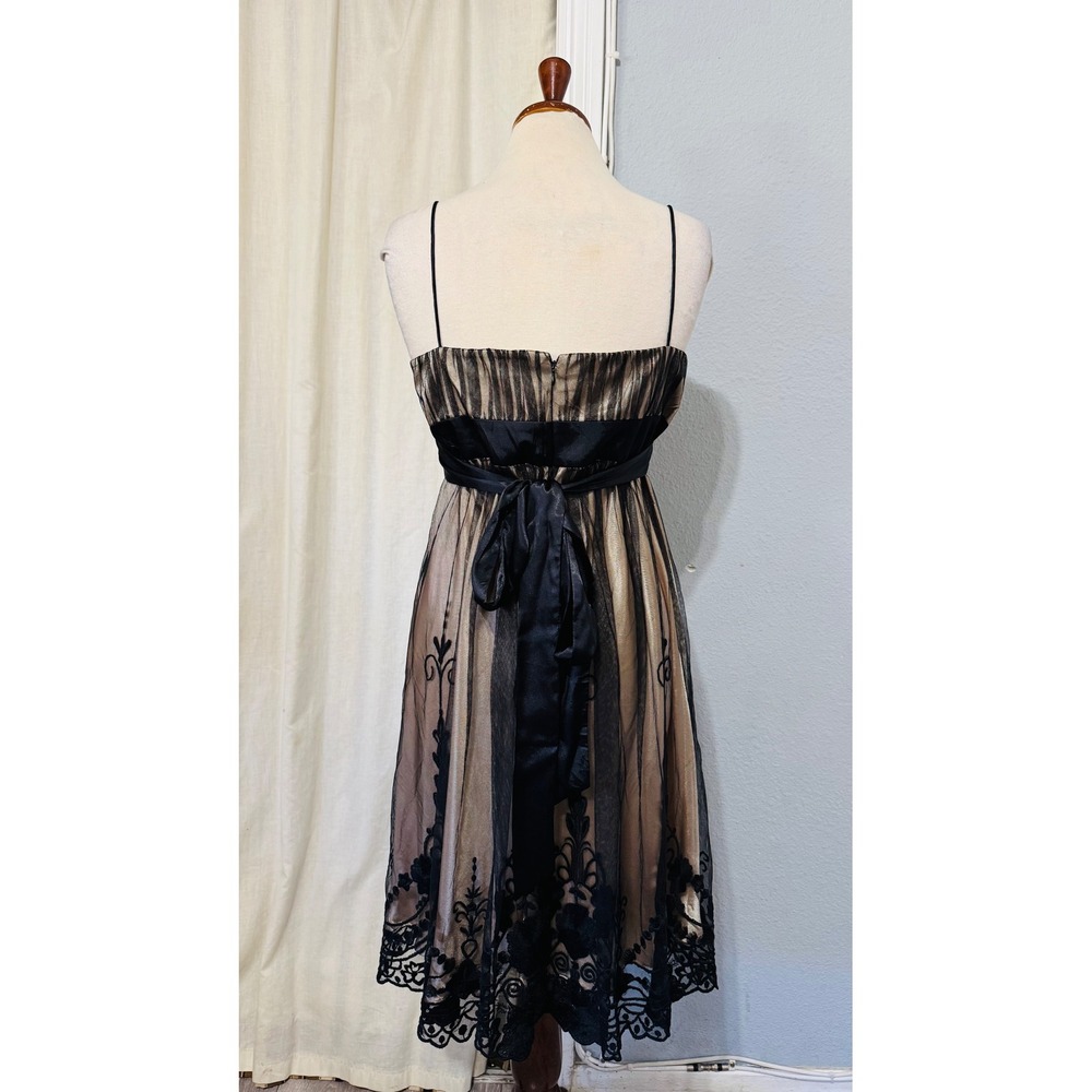 Vintage Y2K‎ SL Fashions Black Beige Mesh Overlay Whimsigoth Babydoll Dress 14 - Picture 6 of 13